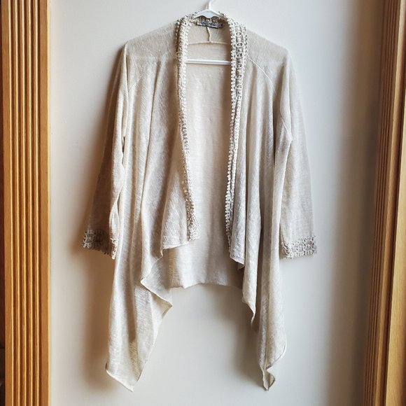 Elena Baldi Italian Beige Open Cardigan Size Medium - Picture 1 of 16